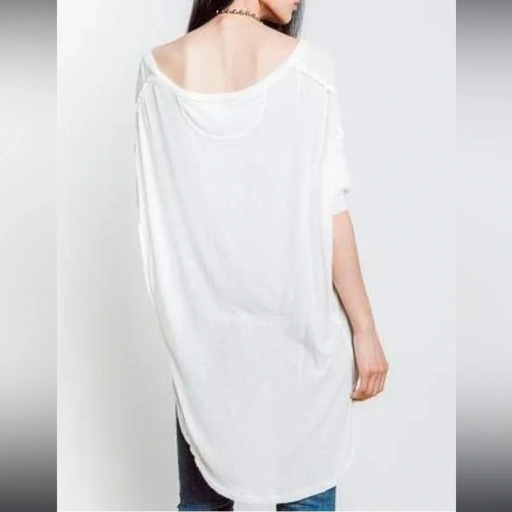 NWT Free People Golden Gate Tee, White, Medium; slouchy white long-sleeve tee